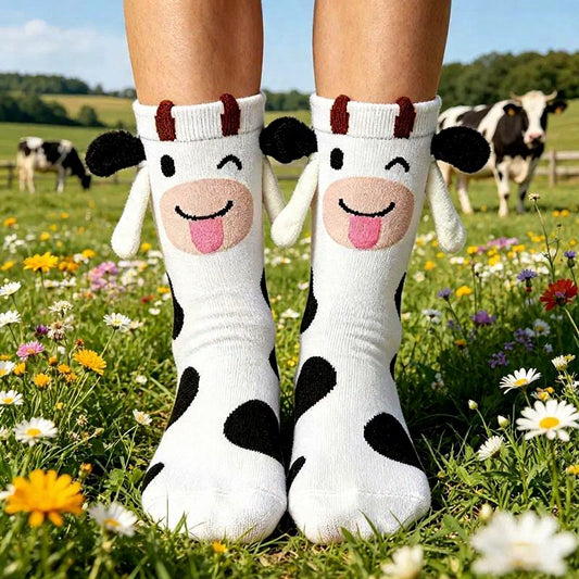 Plusock Cozy Hand Holding Animal Mid-Calf Socks(2 Pairs) - A - EU36-41(US3-8) - image 0