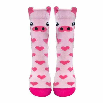 Plusock Cute Cartoon Animal Print Poly Cotton Quarter Socks(4 Pairs) - Dark Pink - EU36-41(US3-8) - image 6