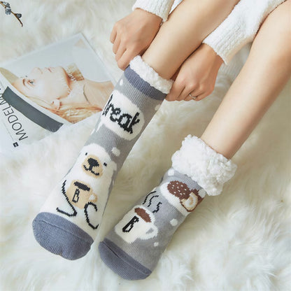 Plusock Panda Stripe Sherpa Cuff Cozy Mid Calf Slipper Socks(2 Pairs) - Light Blue - EU35-42(US2-8) - image 0