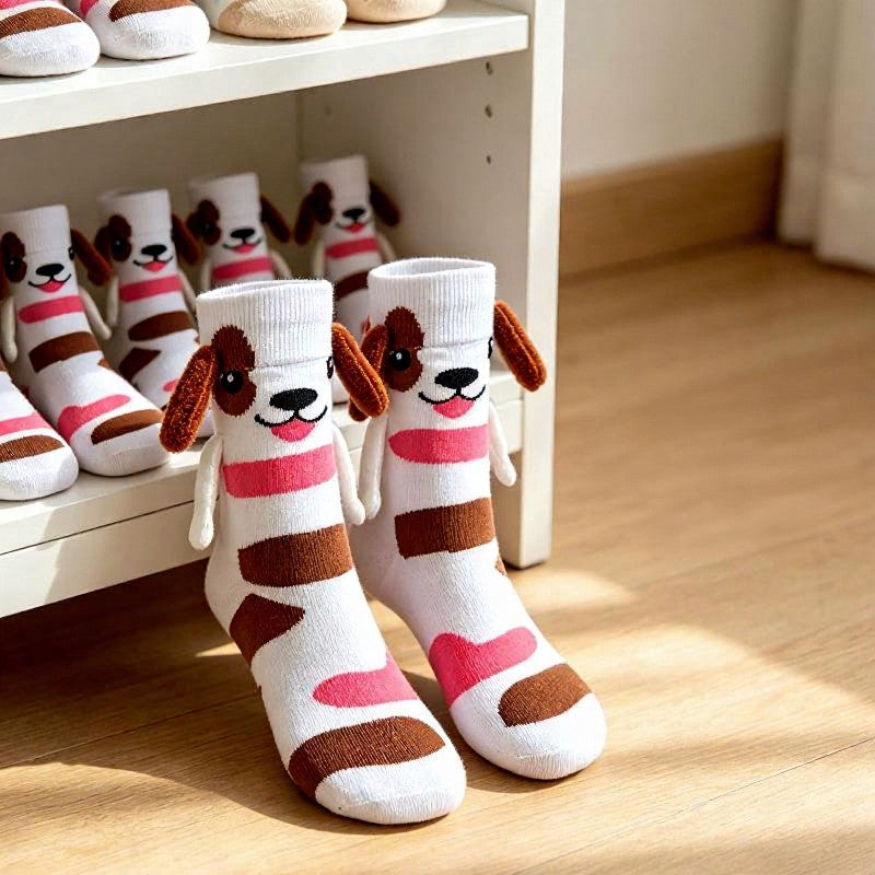 Plusock Cozy Hand Holding Animal Mid-Calf Socks(2 Pairs) - B - EU36-41(US3-8) - image 1