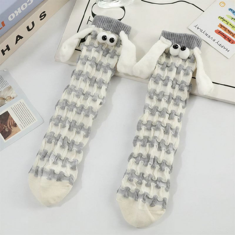 Plusock Plush Sheep Houndstooth Knit Socks(5 Pairs) - Grey - EU35-42(US2-8) - image 1