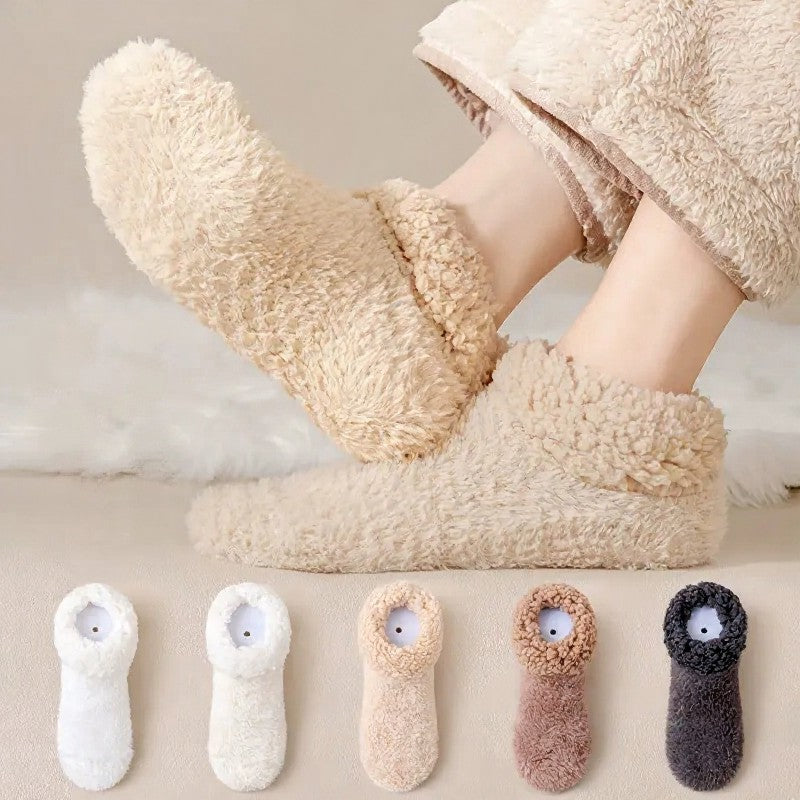 Plusock Cozy Sherpa Cuff Closed Toe Home Slipper Socks(2 Pairs) - White+Dark Grey - EU36-39(US3-5) - image 0