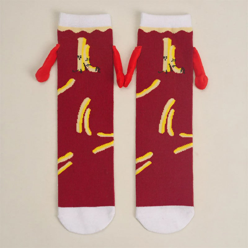 Plusock Playful Food Print Polycotton Quarter Socks(3 Pairs) - Wine - EU36-42(US3-9) - image 5