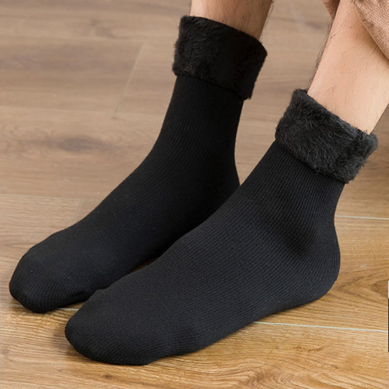 Plusock Plus Size Solid Color Fleece Crew Socks(6 Pairs) - image 2