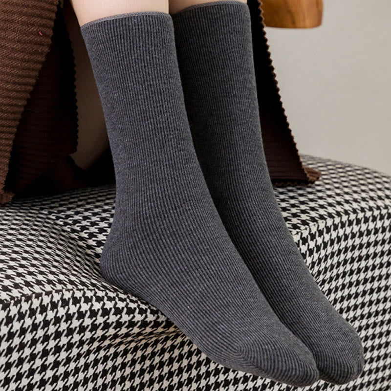 Plusock Plus Size Solid Color Fleece Crew Socks(6 Pairs) - image 6