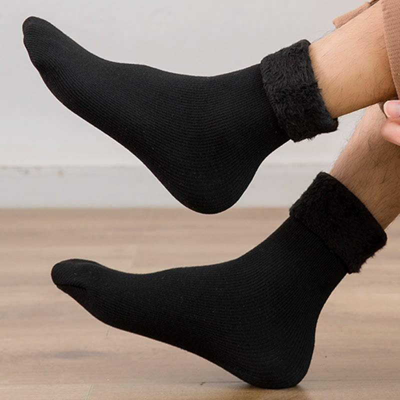 Plusock Plus Size Solid Color Fleece Crew Socks(6 Pairs) - image 3