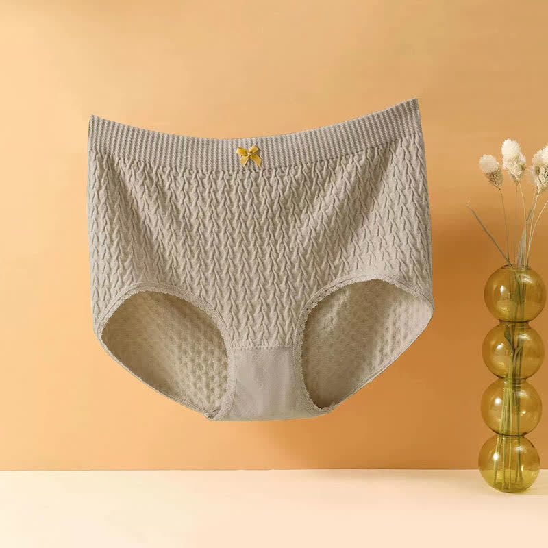 Plusock Plus Size High-Waisted Bow Tie Panty(5 Pairs) - Grey - 4XL - image 11