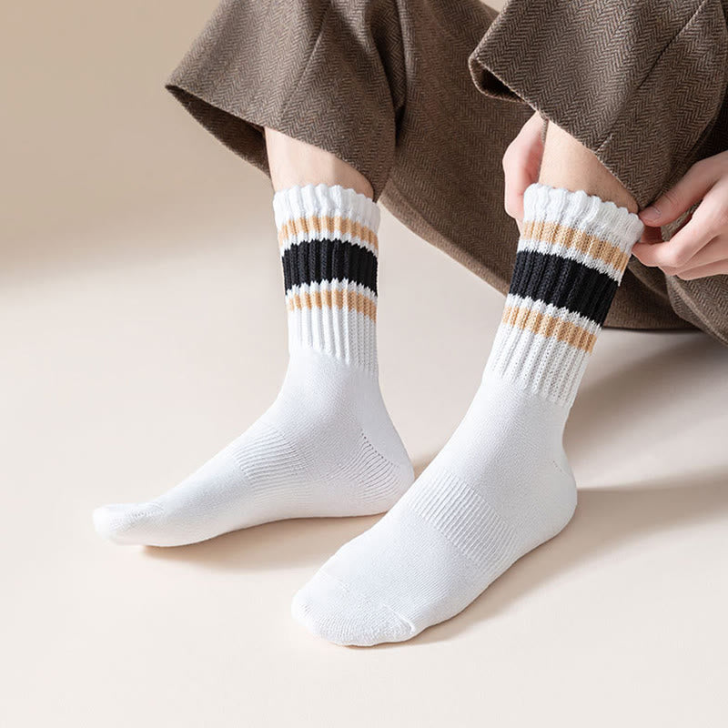 Plusock Plus Size Thickened Stripes Quarter Socks(7 Pairs) - image 4