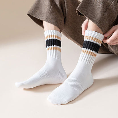Plusock Plus Size Thickened Stripes Quarter Socks(7 Pairs) - image 4