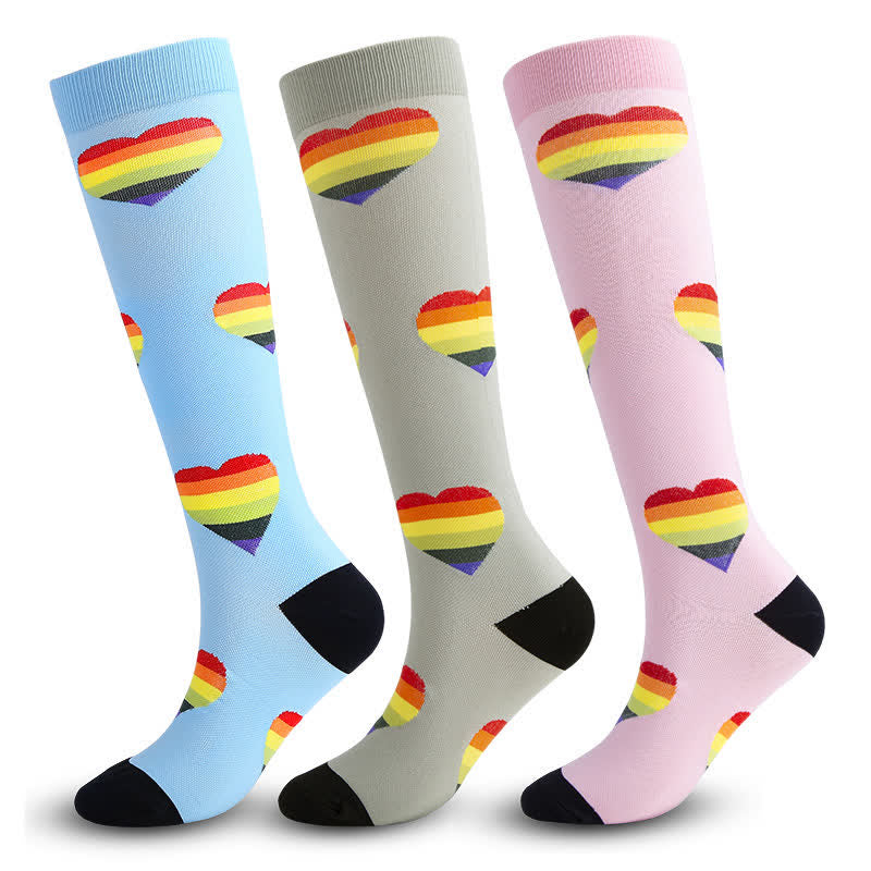 Plusock Rainbow Heart Compression Socks(3 Pairs) - image 0