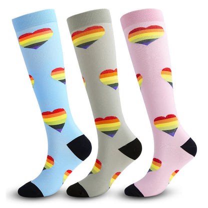 Plusock Rainbow Heart Compression Socks(3 Pairs) - image 0