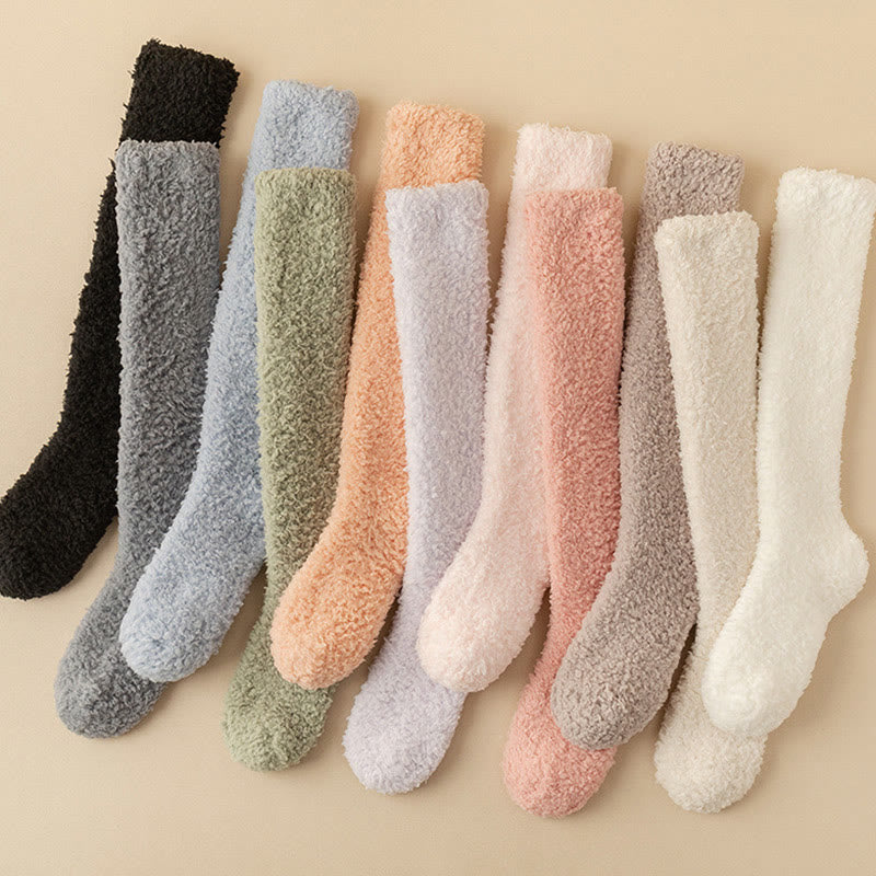 Plusock Plus Size Thickened Plush Knee High Socks(5 Pairs) - Multicolor（11Pairs） - EU36-43(US3-9) - image 4