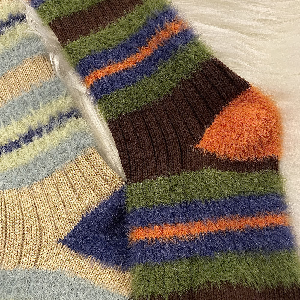Plusock Color Block Furry Crew Socks(6 Pairs) - image 9