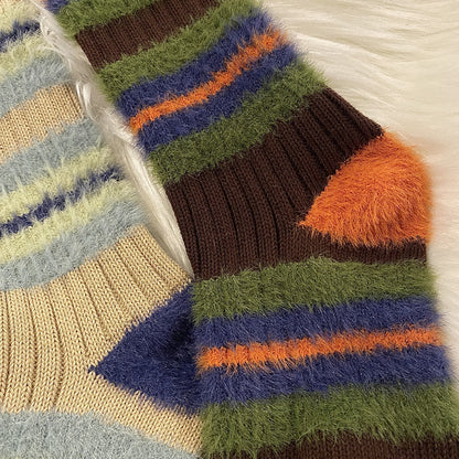 Plusock Color Block Furry Crew Socks(6 Pairs) - image 9