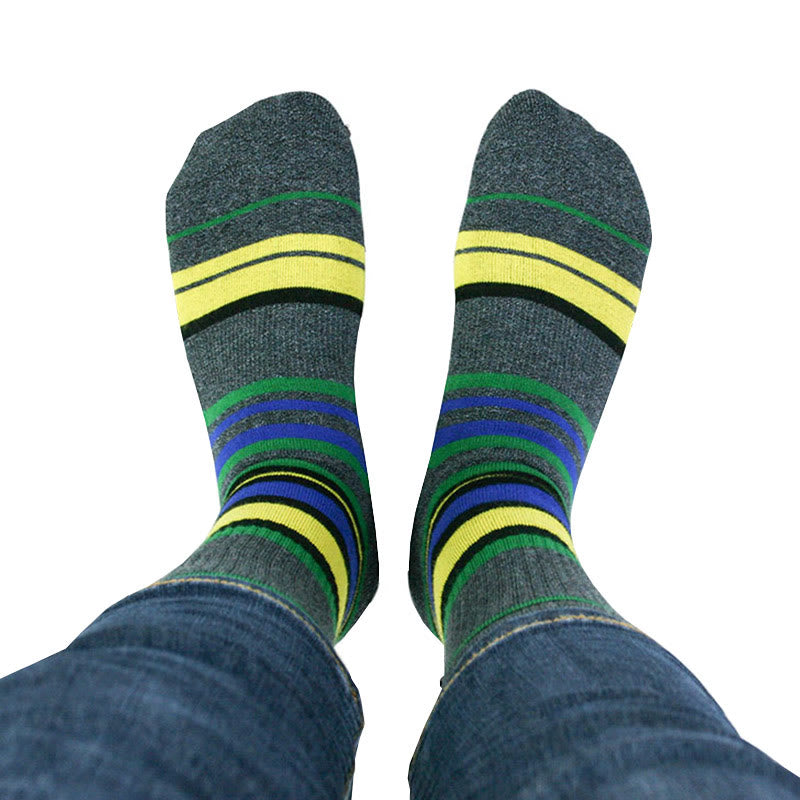 Plusock Dark Green Stripes Knee High Cushioned Socks - image 1