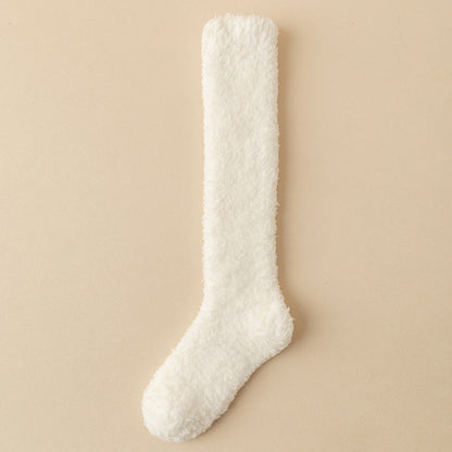 Plusock Plus Size Thickened Plush Knee High Socks(5 Pairs) - White - EU36-43(US3-9) - image 5