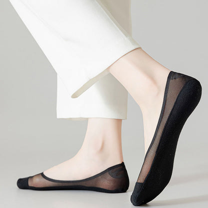 Plus Size Ice Silk Mesh No Show Socks(4 Pairs)