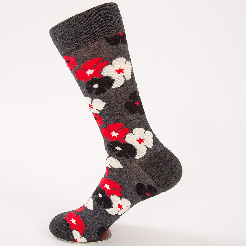 Plusock Plus Size Sakura Leaves Quarter Socks(5 Pairs)