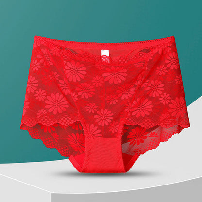 Plus Size High-Waisted Floral Lace Panty(5 Pairs)