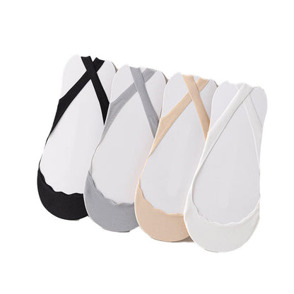 Plus Size Solid Color Padded Half No Show Socks(8 Pairs)