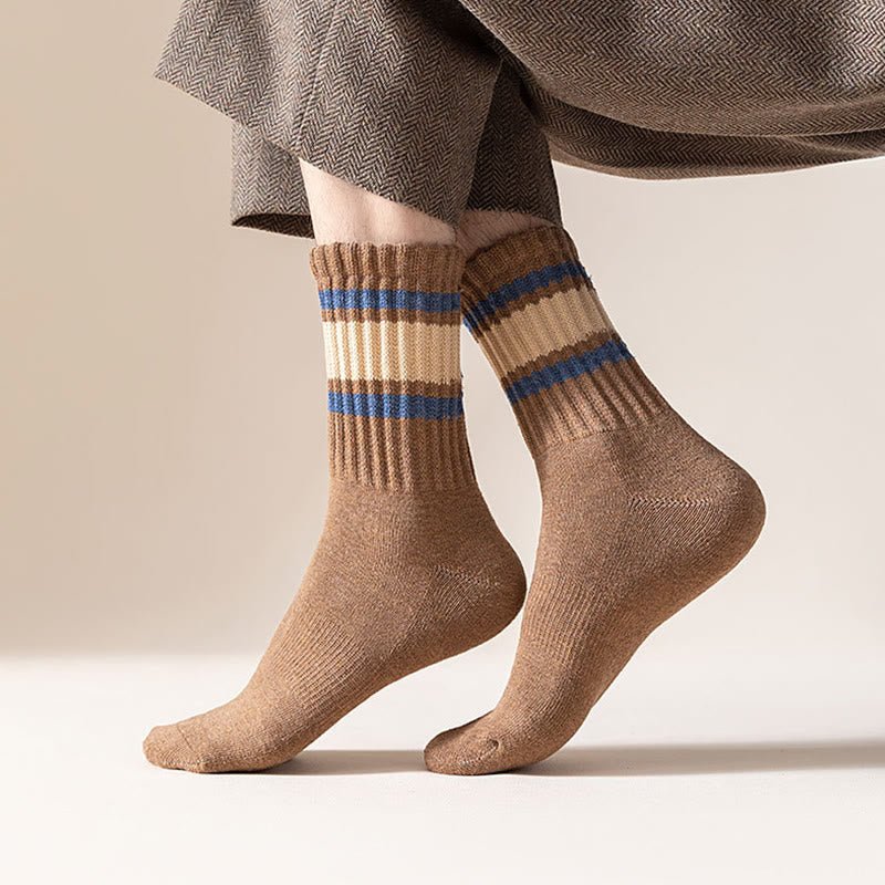 Plusock Plus Size Thickened Stripes Quarter Socks(7 Pairs) - image 7