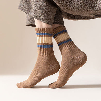 Plusock Plus Size Thickened Stripes Quarter Socks(7 Pairs) - image 7