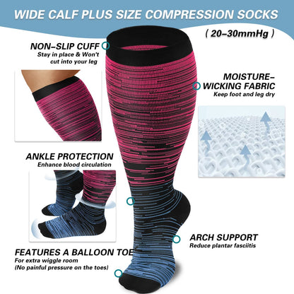 Plusock Colorful Cool Lines Plus Size Compression Socks 2XL-7XL - image 6