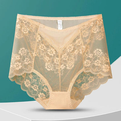 Plusock High-Waisted Floral Panty(5 Pairs) - Nude - 3XL - image 13