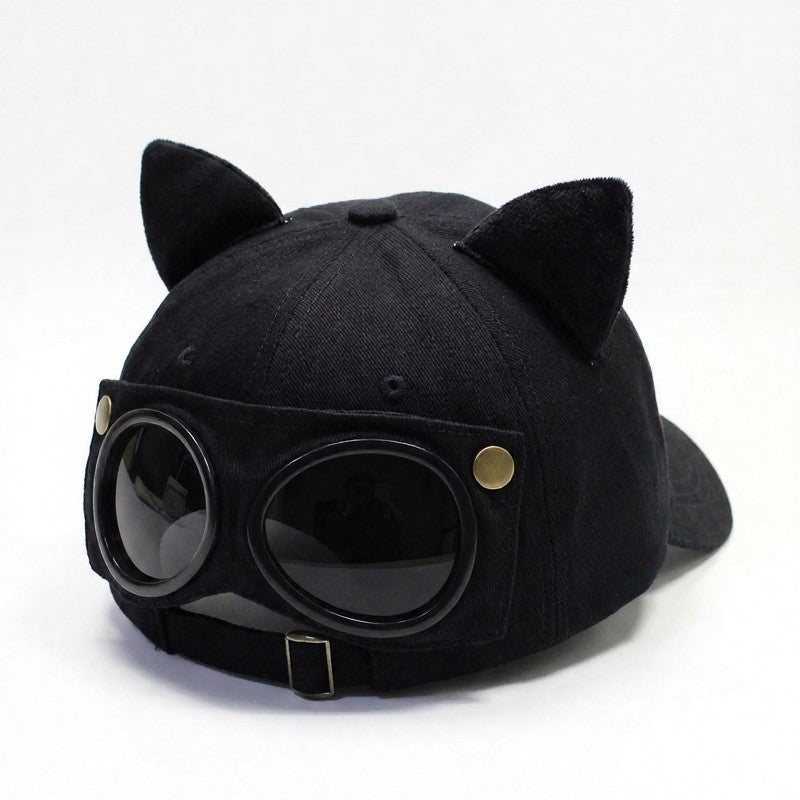 Plusock Goggle Accent Cat Ear Hat - Black - One Size - image 1