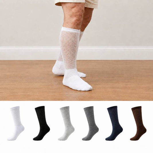 Plusock Breathable Ribbed Crew Socks(3 Pairs) - Dark Blue+Dark Gray+Brown - EU37-44(US4-10) - image 0