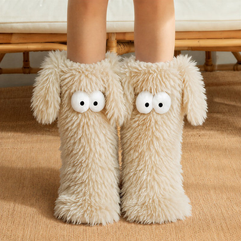 Plusock Cartoon Eyes Slipper Socks - Beige - EU37-45(US4-11) - image 2
