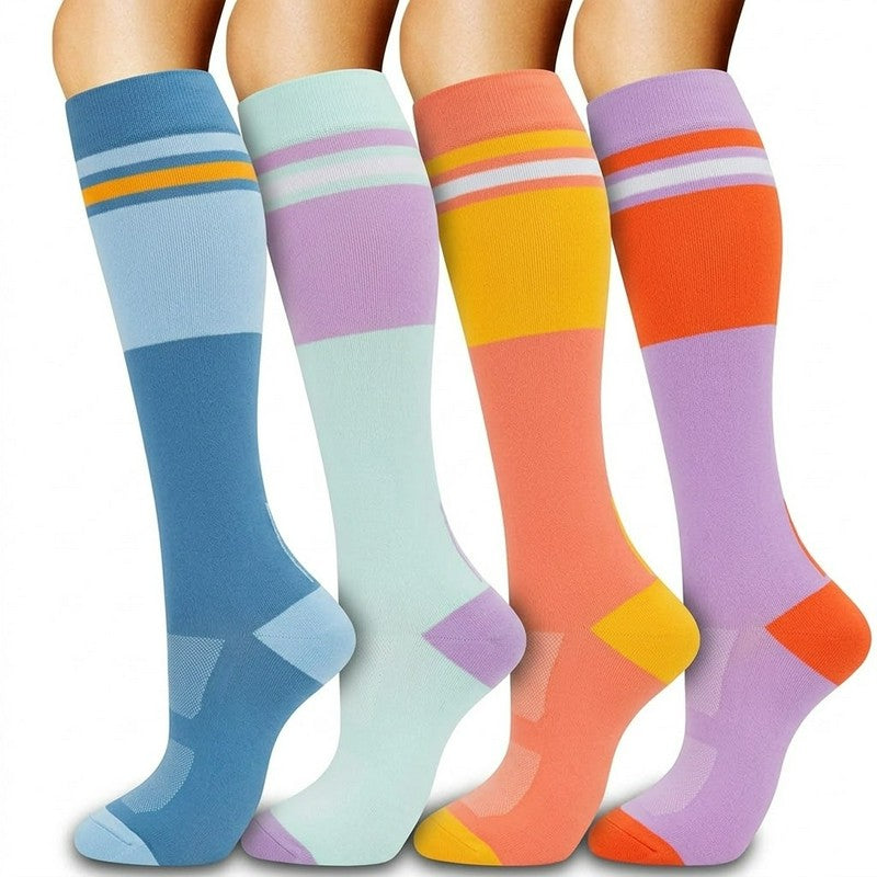 Plusock Retro Colorblock Compression Socks(4 Pairs) - Multicolor - S/M - image 0