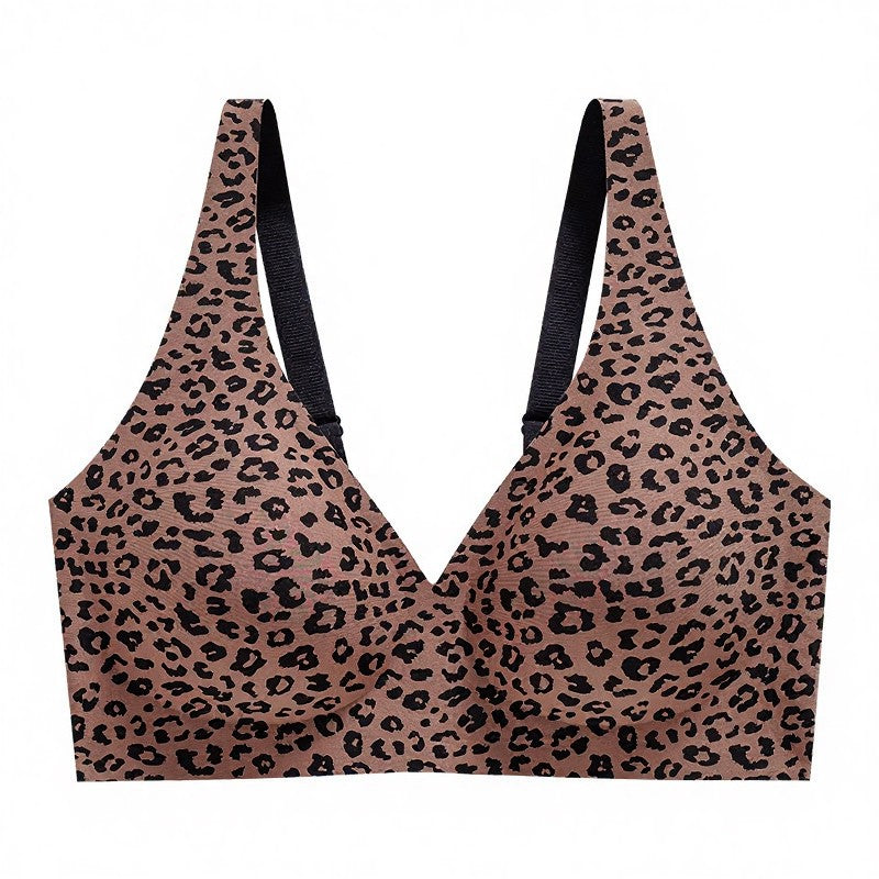 Plusock Polka Dot Leopard Print Wireless Bra - Coffee - 3XL - image 12