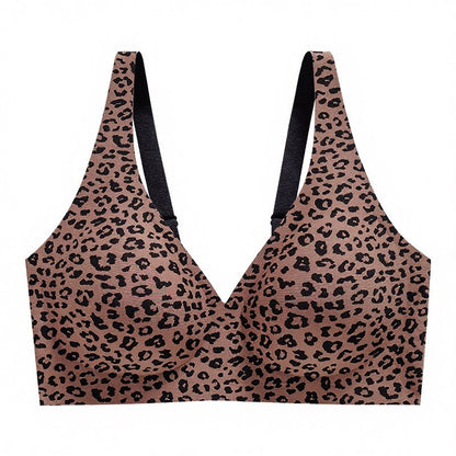 Plusock Polka Dot Leopard Print Wireless Bra - Coffee - 3XL - image 12