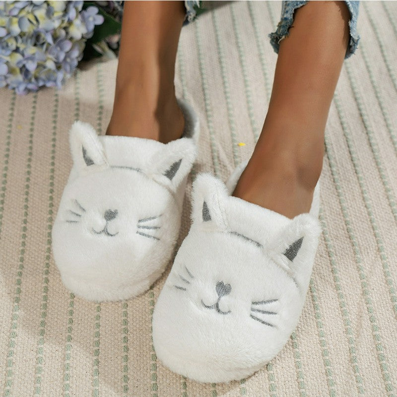 Plusock Cozy Cat Plush House Slippers - White - EU44-45(US10-11) - image 0