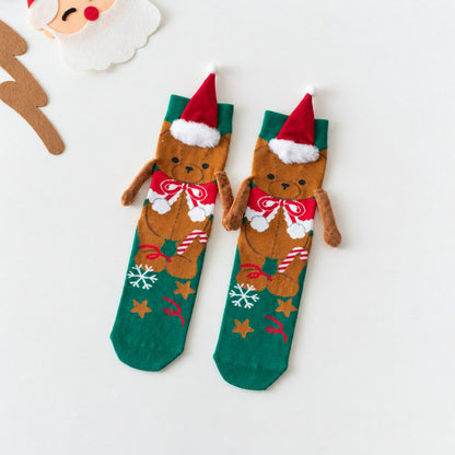 Plusock Christmas Tree Knit Hand Holding Quarter Socks - E - EU36-42(US3-8.5) - image 6