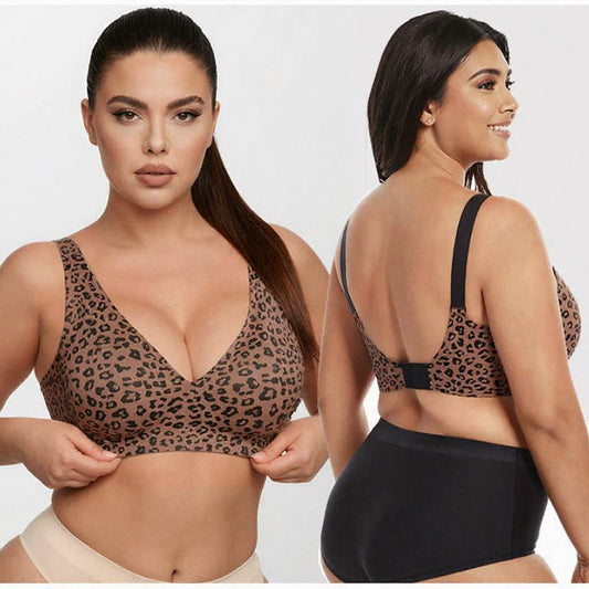 Plusock Polka Dot Leopard Print Wireless Bra - image 0