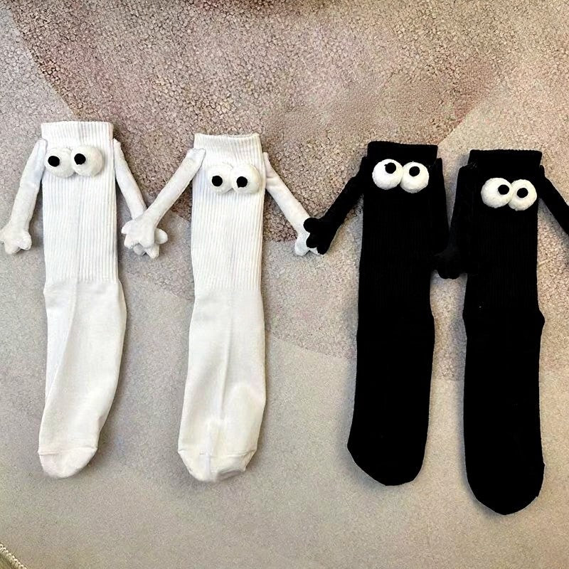 Plusock Playful 3D Eye Magnetic Hand Holding Quarter Socks(2 Pairs) - Multicolor - EU36-42(US3-8.5) - image 5