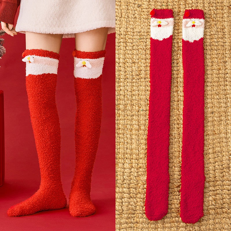 Plusock Cozy Christmas Thigh High Socks - Red - One Size - image 5