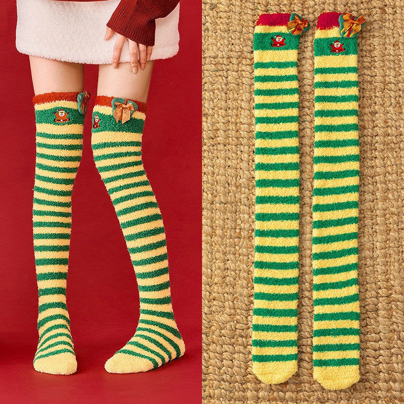 Plusock Cozy Christmas Thigh High Socks - Yellow - One Size - image 1