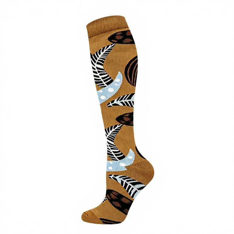 Plusock Polka Dot Flower Compression Socks (4 Pairs) - Coffee - S/M - image 8