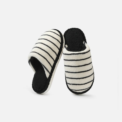 Plusock Plus Size Cozy Striped Plush House Slippers - Black - EU44-45(US9-10) - image 8