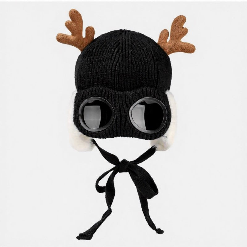 Plusock Antler Goggle Aviator Beanie - Black - One Size - image 12