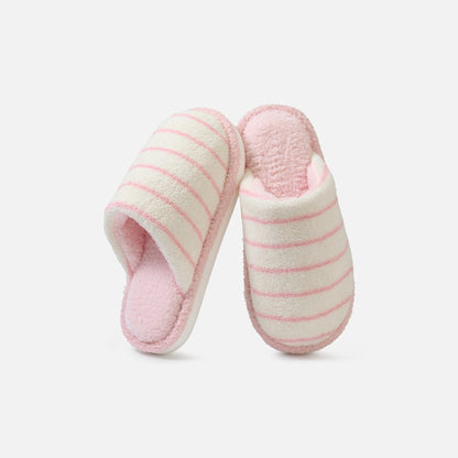 Plusock Plus Size Cozy Striped Plush House Slippers - Pink - EU44-45(US9-10) - image 7