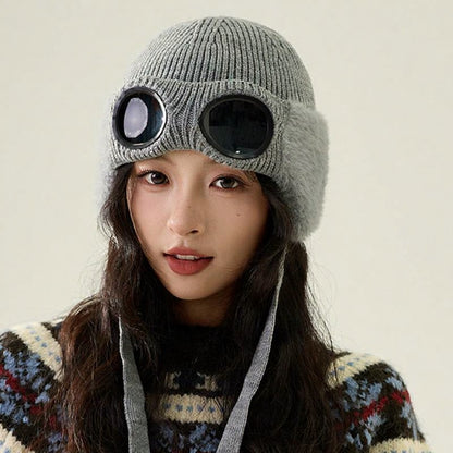 Plusock Fleece Lined Goggle Aviator Beanie - Grey - One Size - image 5