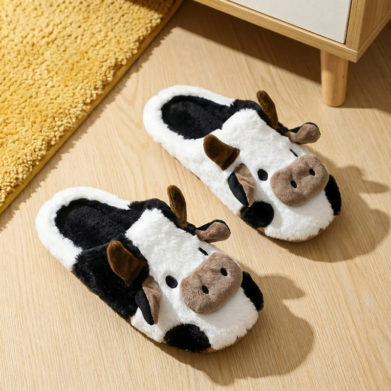 Plusock Cozy Cow Plush House Slippers - White - EU44-45(US10-11) - image 4