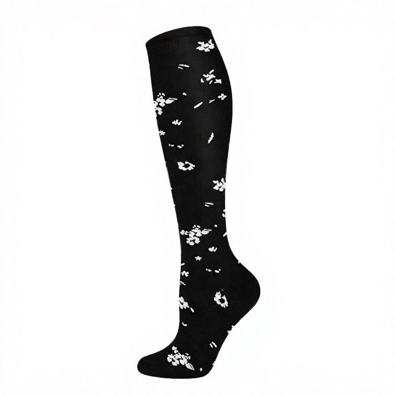 Plusock Polka Dot Flower Compression Socks (4 Pairs) - Black - S/M - image 7