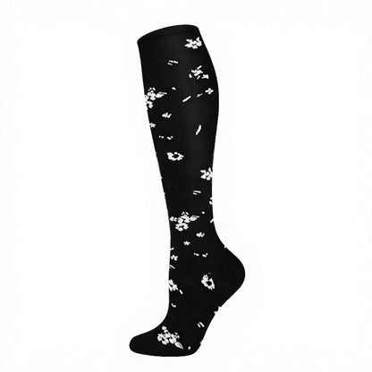 Plusock Polka Dot Flower Compression Socks (4 Pairs) - Black - S/M - image 7