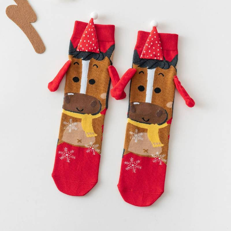 Plusock Christmas Tree Knit Hand Holding Quarter Socks - B - EU36-42(US3-8.5) - image 3