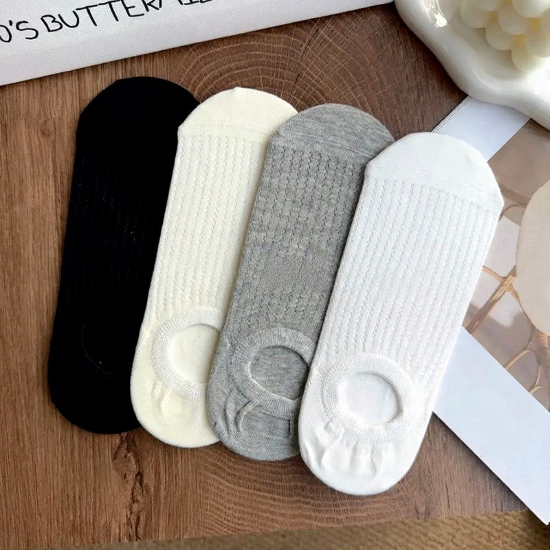 Plusock Ribbed Breathable No Show Socks (4 Pairs) - image 4